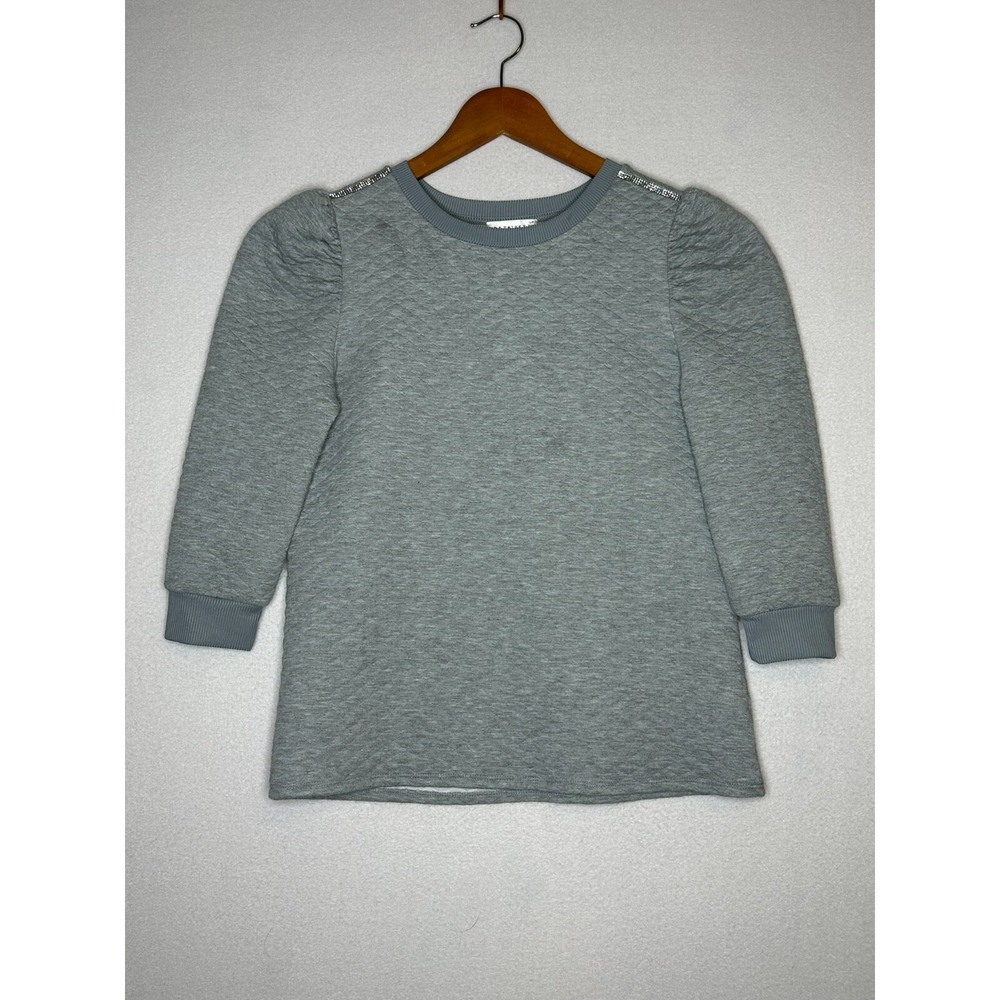 RETROLOGY Gray Quilted Puffed Shoulder Sweatshirt Womens Size Small RN114186